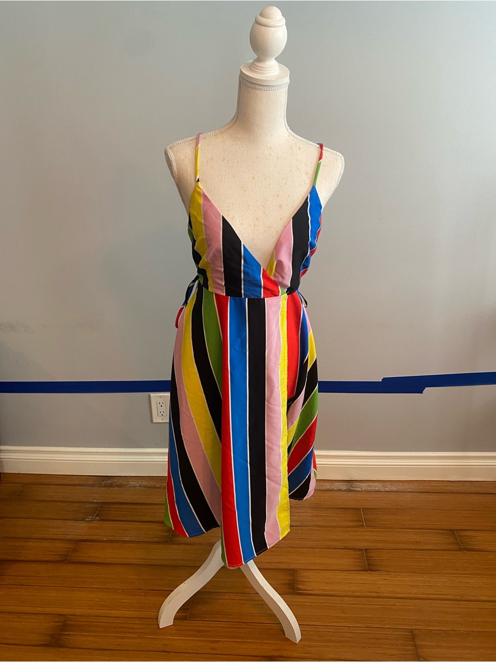 Forever 21 Multi-Color Striped V-Neck Mini Dress - worn once!